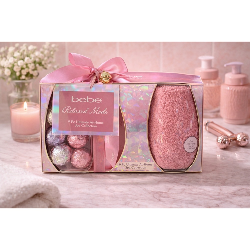 BEBE Relaxed Mode 9 Pc Spa Gift Set Pink Bath Collection